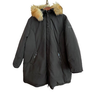 SAM EDELMAN Faux Fur Trim Down & Feather Short Parka 3X Black long sleeve NWT